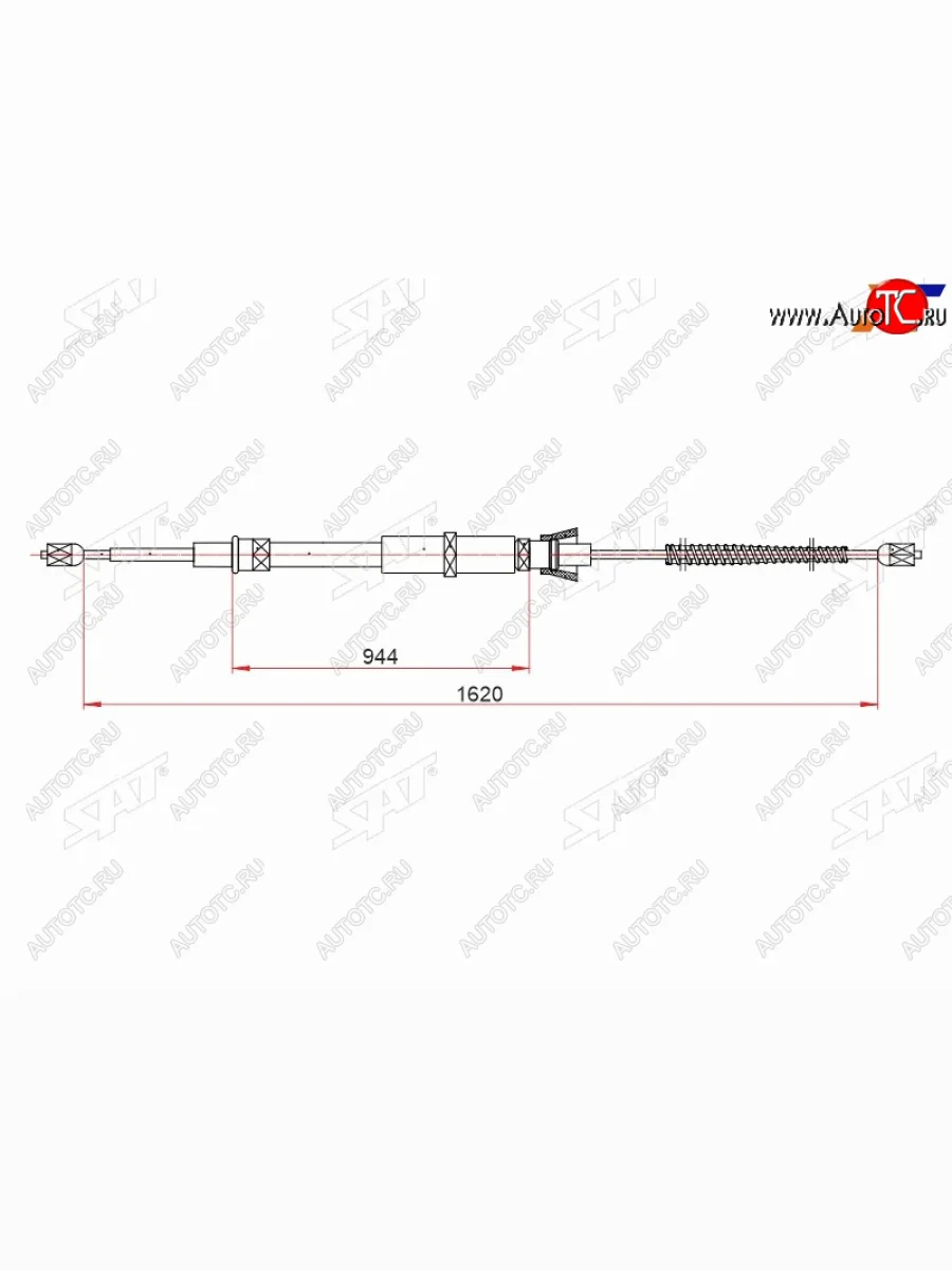 Трос ручного тормоза RH-LH SAT  Skoda Octavia (2004-2013) A5 (барабанные тормоза)  в Воронеже Воронежской области