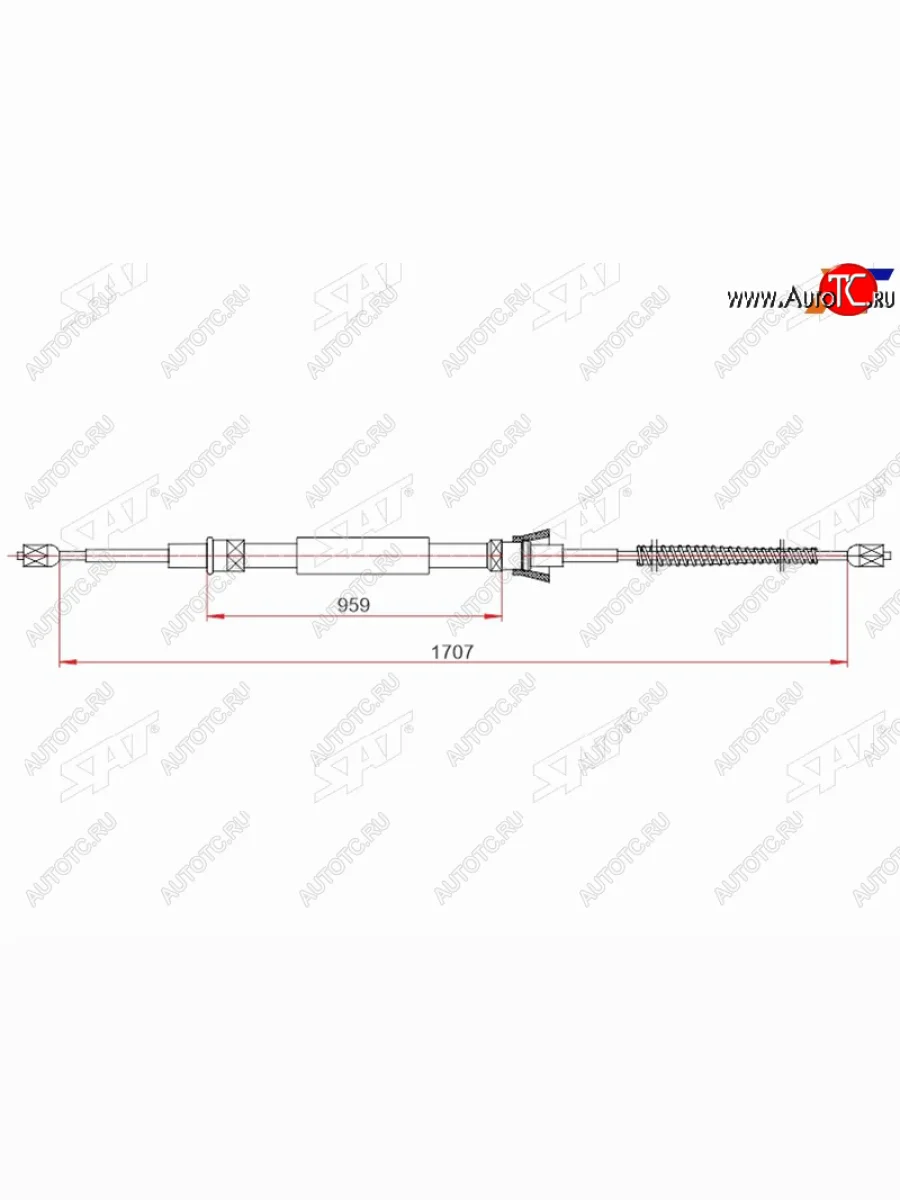 Трос ручного тормоза RH-LH SAT Skoda Rapid NH3 рестайлинг лифтбэк (2017-2020) (барабанные тормоза)  в Керчи Республика Крым