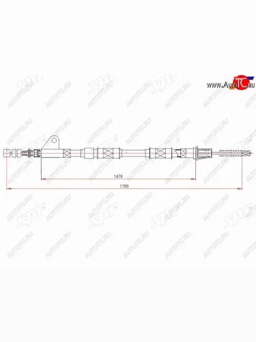 Трос ручного тормоза RH SAT (барабанные тормоза) Toyota Avensis  T220 седан (1997-2001) дорестайлинг