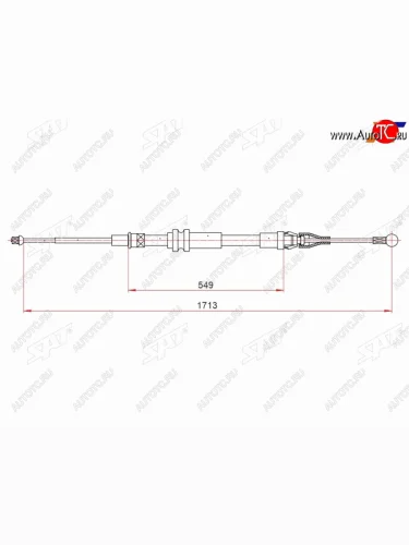 Трос ручного тормоза LH-RH SAT Volkswagen Caddy 2K дорестайлинг (2003-2010)