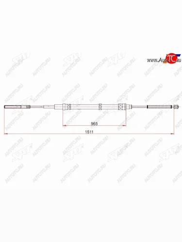 Трос ручного тормоза LH-RH SAT (Без ABS) Volkswagen Polo ( Mk3,  Mk4 9N1) (1994-2009) универсал дорестайлинг, седан дорестайлинг, хэтчбэк 5 дв. дорестайлинг, рестайлинг седан, хэтчбэк 5 дв. рестайлинг