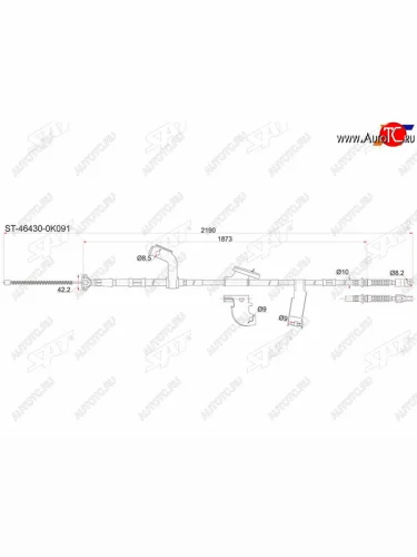 Трос стояночного тормоза LH SAT Toyota Hilux  AN10,AN20 (2004-2011) дорестайлинг, 1-ый рестайлинг
