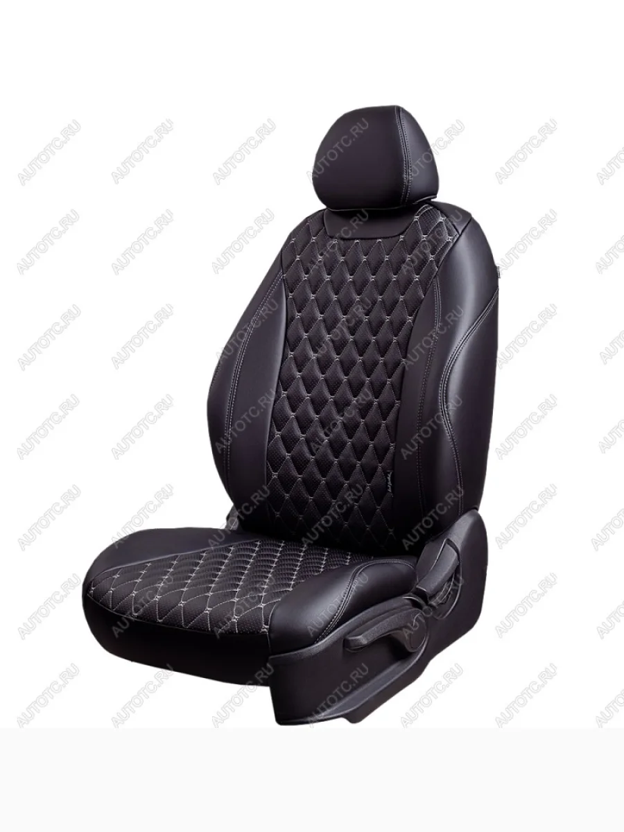 Комплект чехлов для сидений (к.Ambition РЗС 40/60 3Г Орегон) БАЙРОН ст БАЙРОН Lord Autofashion Skoda Karoq NU7 дорестайлинг (2017-2021) (черный, вставка серая, строчка темно-серая)  в Самаре Самарской области