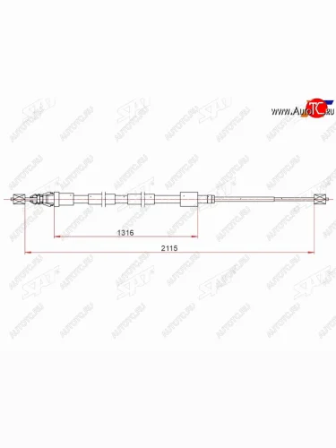 Трос ручника SAT  CITROEN C4 (2004-2011), Peugeot 307 ( хэтчбэк 3 дв.,  хэтчбэк 5 дв.,  универсал) (2001-2008)