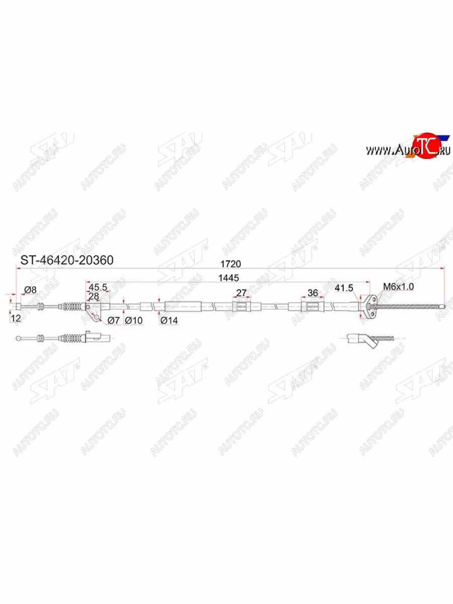 Трос ручника 2WD RH SAT Toyota Caldina T210 дорестайлинг универсал (1997-1999) (дисков тормоза)  в Самаре Самарской области