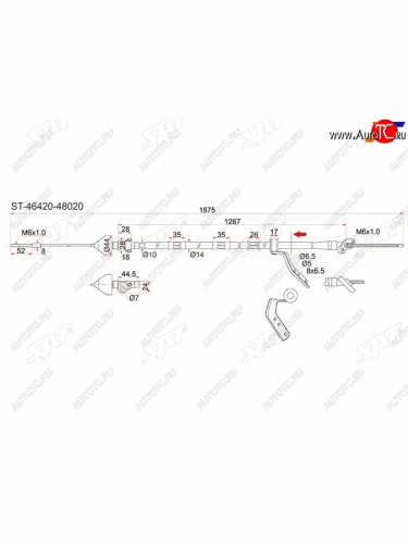 Трос ручника 4WD RH SAT Toyota Harrier  XU10 (1997-2003) дорестайлинг, рестайлинг