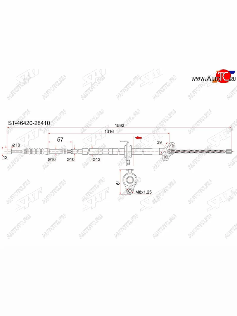 Трос ручника RH 4WD SAT Toyota Noah 1 дорестайлинг (2001-2004)  в Самаре Самарской области