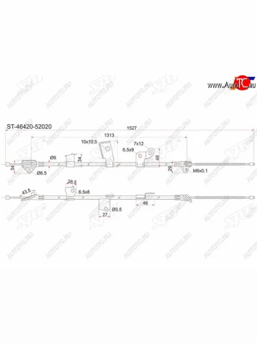 Трос ручника RH SAT (барабанные тормоза) Toyota Vitz XP10 хэтчбэк 3 дв. дорестайлинг (1999-2001)