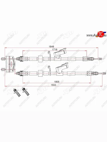 Трос ручника LH-RH SAT  Ford Focus 2 хэтчбэк 5 дв. рестайлинг (2007-2011)