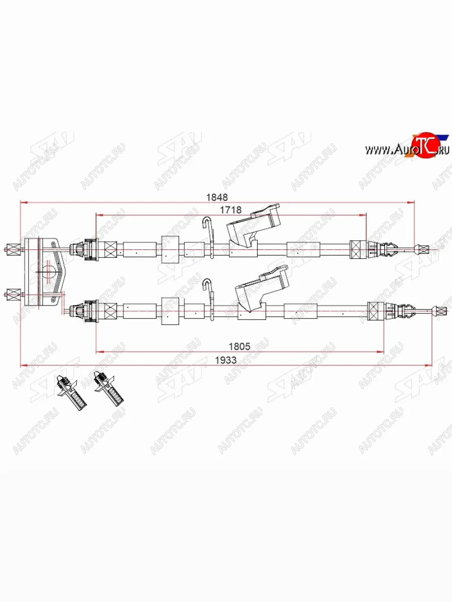 Трос ручника LH-RH SAT  Ford Focus 2 седан рестайлинг (2007-2011)  в Самаре Самарской области