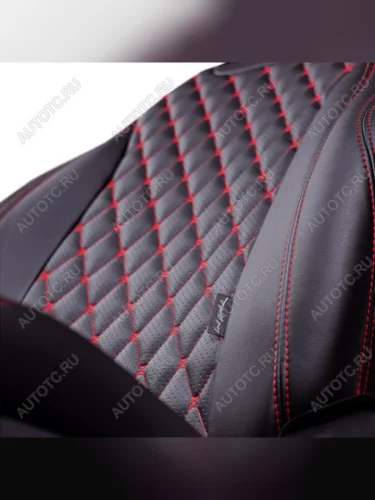 Комплект чехлов для сидений (РЗС 60/40+подлок.+отд.бок. 3Г Орегон) БАЙРОН ст БАЙРОН Lord Autofashion (черный, вставка черная, строчка красная) Nissan Primera 3 P12 седан (2001-2008)