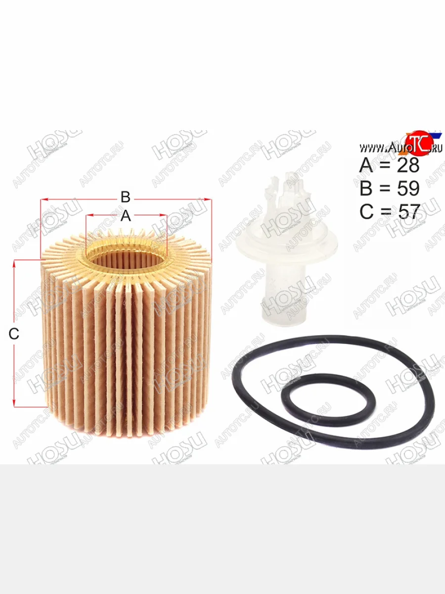 Фильтр масляный (картридж) HOSU Toyota Auris E150 хэтчбэк 5 дв. дорестайлинг (2006-2010)  с доставкой в г. Керчь