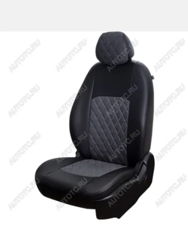 Комплект чехлов для сидений (РЗСиС 60/40+под 2П+1Г Илана+Алькантара) ТУРИН ст РОМБ Lord Autofashion (черный, вставка серая, строчка серая) Toyota Land Cruiser Prado J120 (2002-2009)