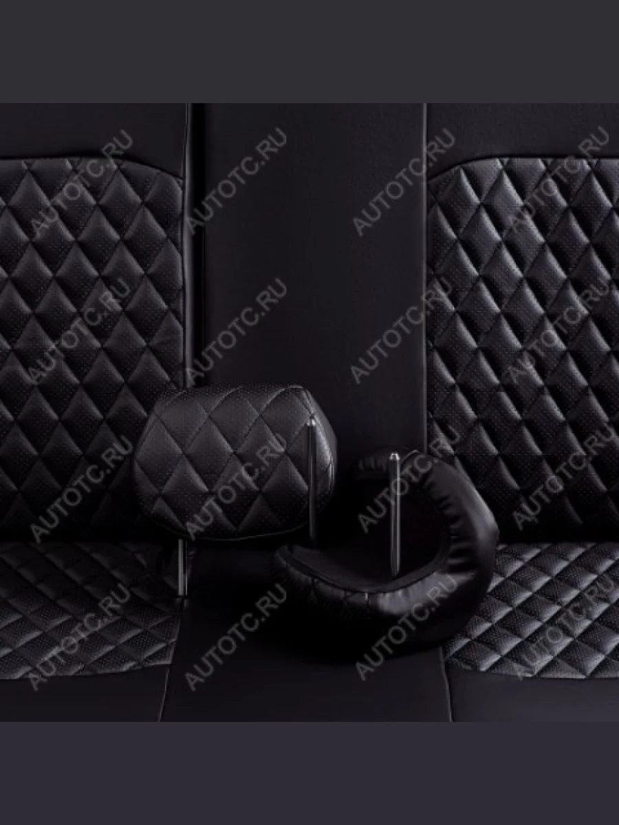 Комплект чехлов для сидений (РЗСиС 60/40+подлок. 2П Илана+Орегон) ТУРИН ст РОМБ Lord Autofashion SSANGYONG Rexton Y250 (2006-2012) (черный, вставка черная, строчка черная)  в Керчи Республика Крым