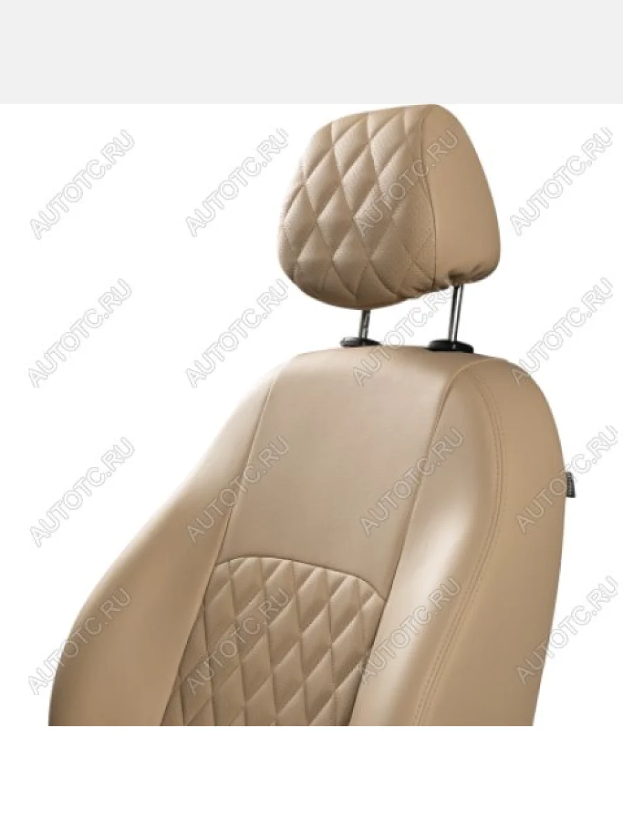 Комплект чехлов для сидений (РЗС 60/40 3Г Илана+Орегон) ТУРИН ст РОМБ Lord Autofashion Mitsubishi ASX дорестайлинг (2010-2012) (бежевый, вставка бежевая, строчка бежевая)  в Перми Пермском крае