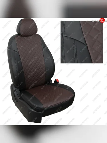 Чехлы сидений (экокожа) Автопилот Ромб (черный/шоколад) Mitsubishi L200 5 KK,KL дорестайлинг (2015-2019)