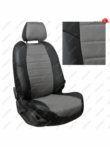 Чехлы сидений (экокожа/алькантара) Автопилот (черный/серый) Mitsubishi L200 5 KK,KL дорестайлинг (2015-2019)