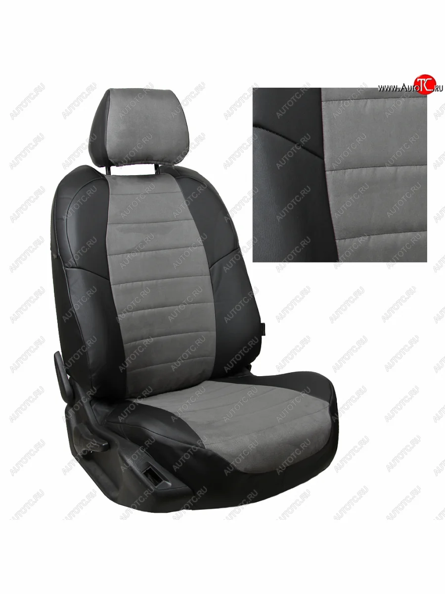 Чехлы сидений (экокожа/алькантара) Автопилот Mitsubishi L200 5 KK,KL дорестайлинг (2015-2019) (черный/серый)  в Самаре Самарской области