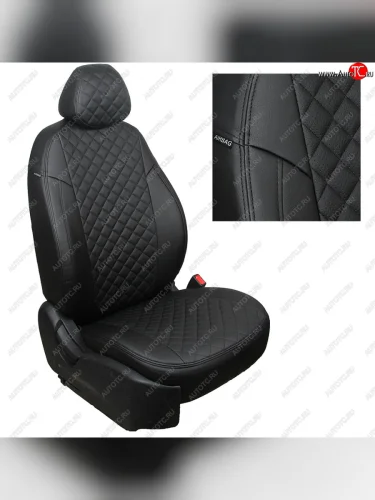 Чехлы сидений (экокожа) Автопилот Ромб (черный) Mitsubishi L200 5 KK,KL дорестайлинг (2015-2019)
