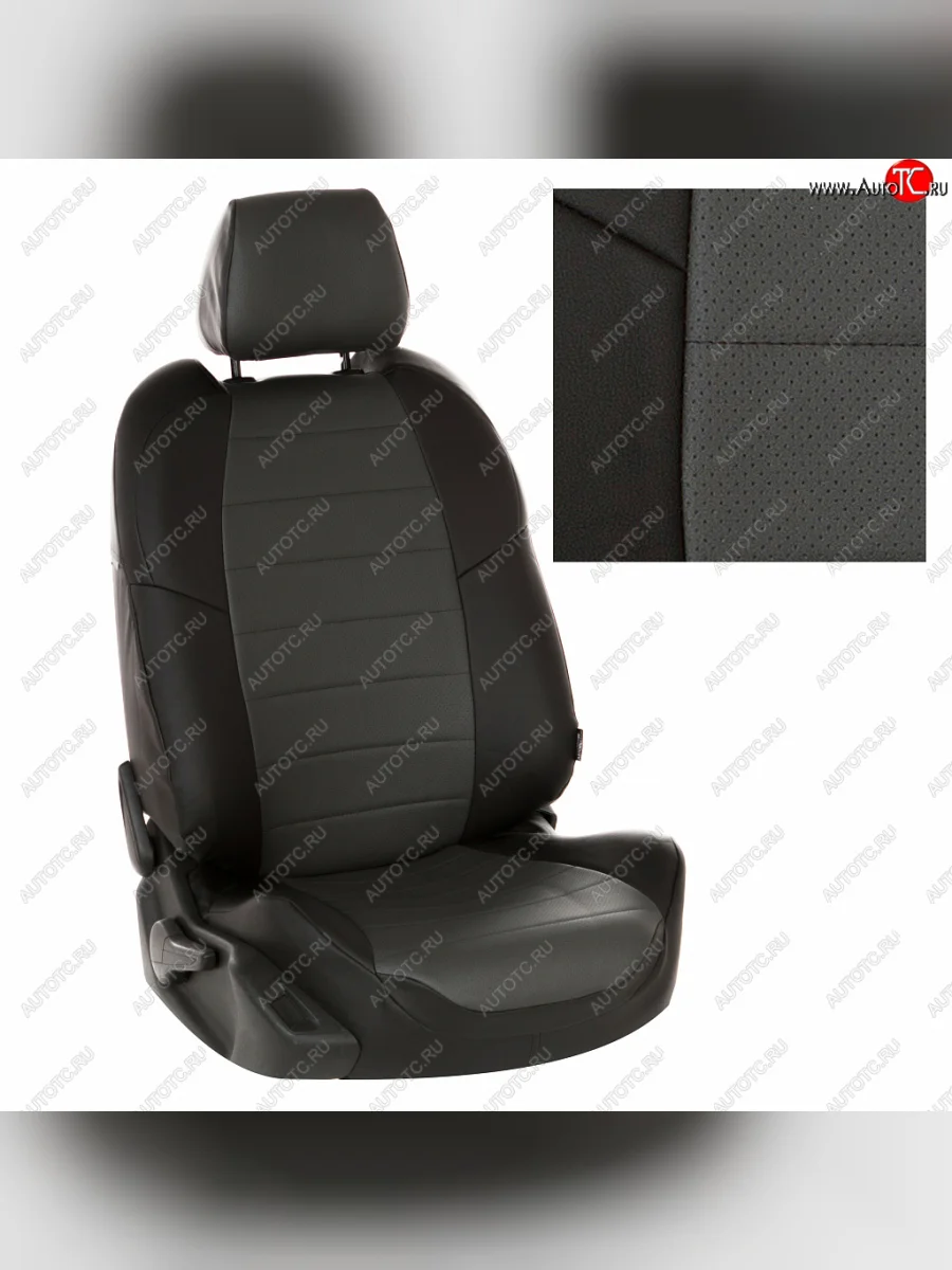 Чехлы сидений (экокожа) Автопилот Mitsubishi L200 5 KK,KL дорестайлинг (2015-2019) ( черный/красная строчка)  в Воронеже Воронежской области