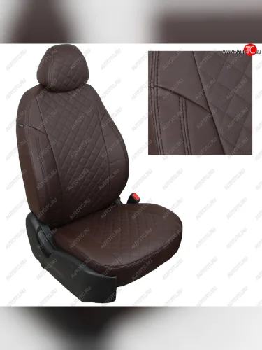 Чехлы сидений (экокожа) Автопилот Ромб (шоколад) Mitsubishi L200 5 KK,KL дорестайлинг (2015-2019)