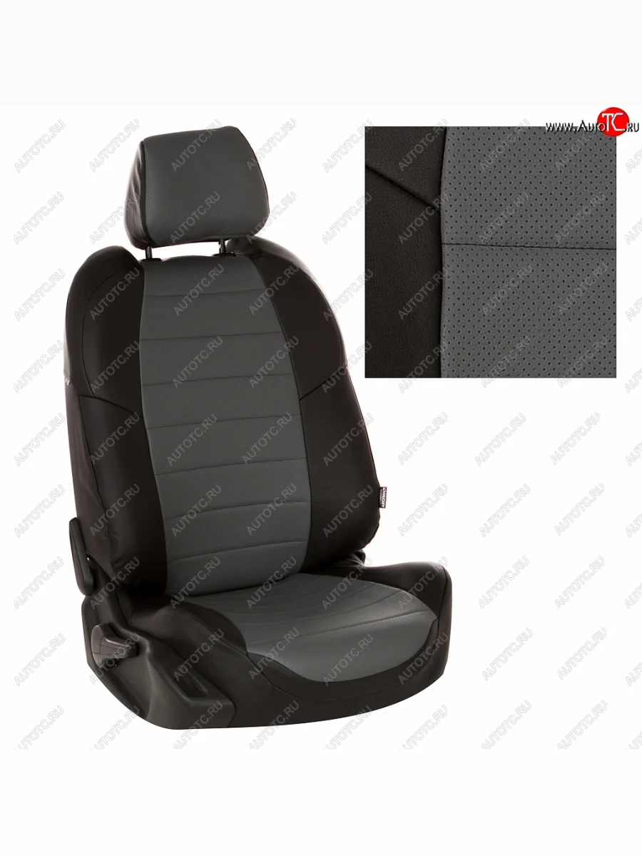 Чехлы сидений (экокожа) Автопилот Mitsubishi L200 5 KK,KL дорестайлинг (2015-2019) (черный/серый)  в Воронеже Воронежской области