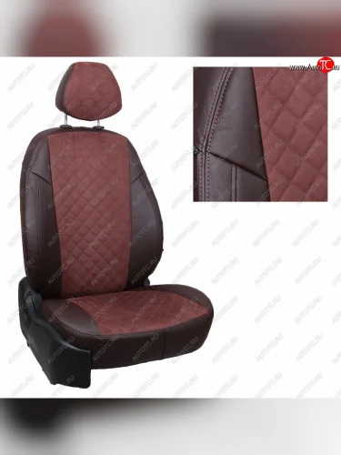 Чехлы сидений (экокожа алькантара) Автопилот Ромб (шоколад) Mitsubishi L200 5 KK,KL дорестайлинг (2015-2019)