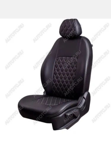 Комплект чехлов для сидений (РЗС 60/40 2П Илана+Орегон ) ТУРИН ст РОМБ Lord Autofashion (черный, вставка черная+бежевая, строчка бежевая) Geely MK (2006-2015)