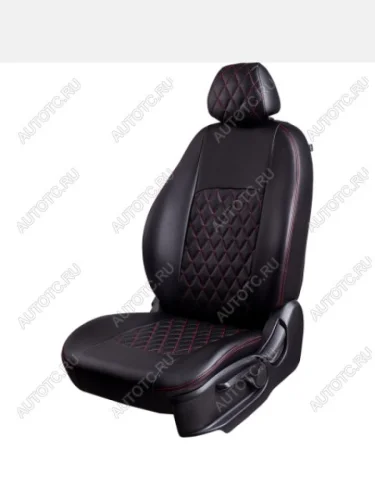 Комплект чехлов для сидений (РЗСиС 60/40 3Г Илана+Орегон) ТУРИН ст РОМБ Lord Autofashion (черный, вставка черная+красная, строчка красная) Ford Kuga 2 дорестайлинг (2013-2016)