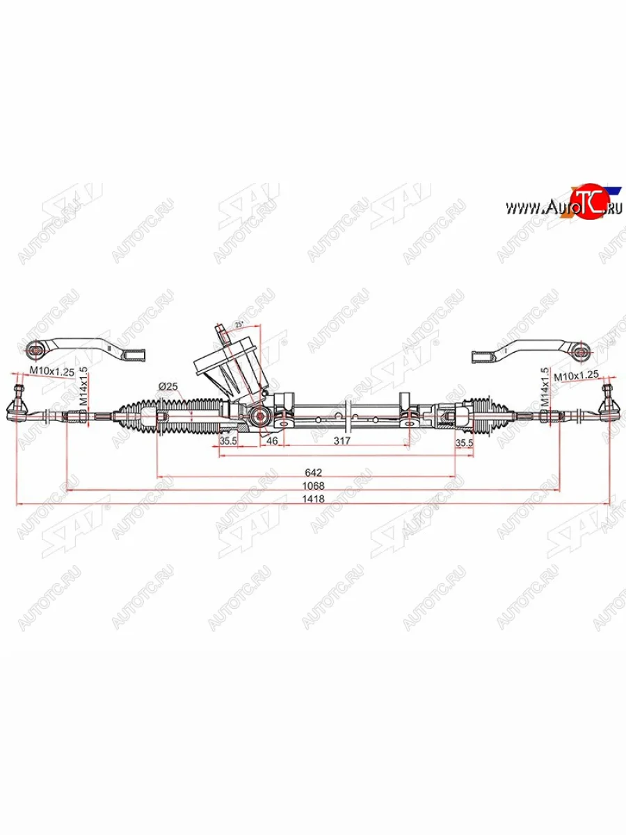 Рейка рулевая LHD SAT Renault Megane купе 3 дв. дорестайлинг (2008-2012)  с доставкой в г. Керчь