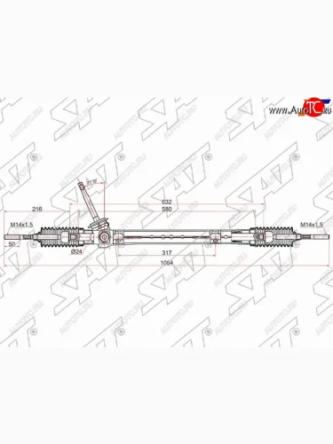 Рейка рулевая LHD SAT Renault Megane седан  дорестайлинг (2002-2006)