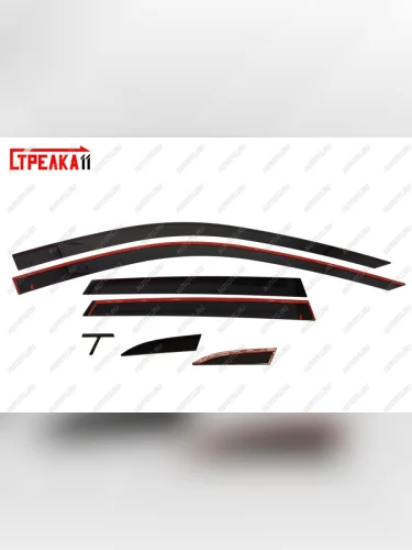 Дефлекторы окон 2D Стрелка11 (черные) Audi A6 C6 дорестайлинг, седан (2004-2008)