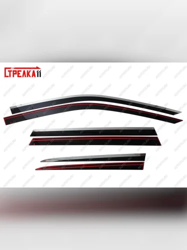 Дефлекторы окон 2D с хром накладками Стрелка11 (черные) EXEED VX дорестайлинг (2020-2023)