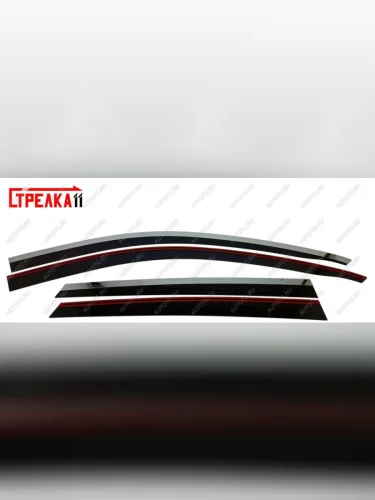 Дефлекторы окон 2D с хром накладками Стрелка11 (черные) FAW Bestune T55 (2021-2025)