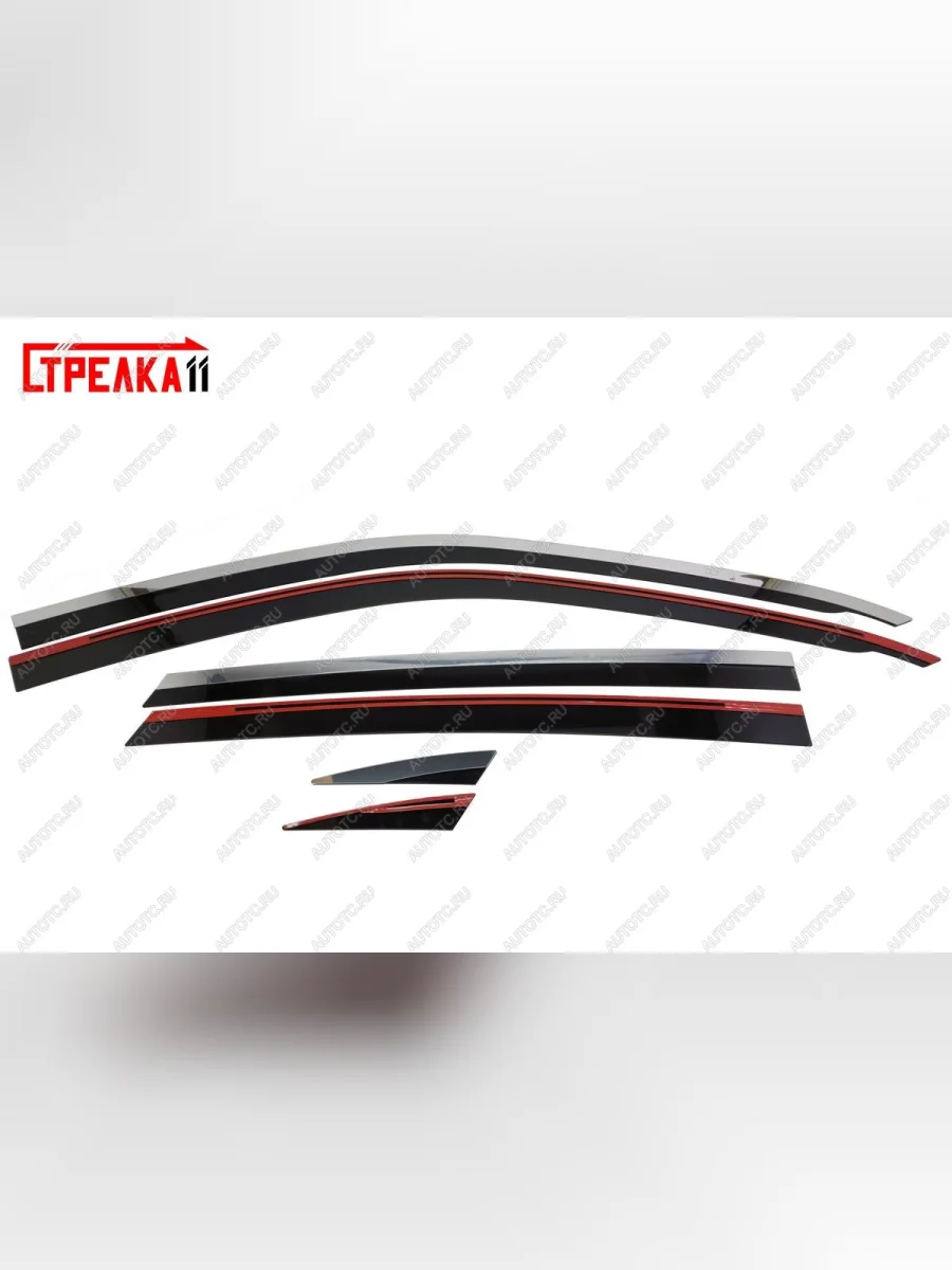 Дефлекторы окон 2D с хром накладками Стрелка11 Haval F7x дорестайлинг (2019-2022) (черные)  в Самаре Самарской области