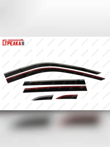 Дефлекторы окон 2D с хром накладками Стрелка11 (черные) Changan CS35 Plus дорестайлинг (2018-2022)