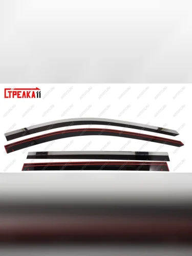 Дефлекторы окон 2D с хром накладками Стрелка11 (черные) GAC GS8 (2016-2023)