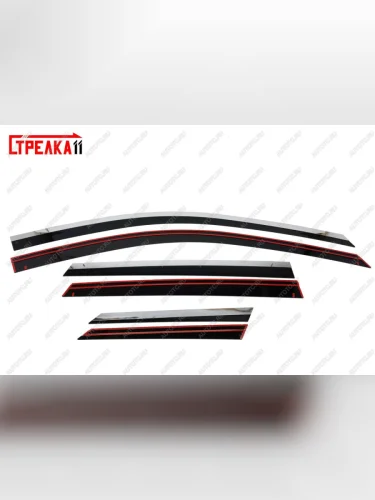  Дефлекторы окон 2D с хром накладками Стрелка11 (черные) Geely Coolray  SX11 (2018-2023) дорестайлинг