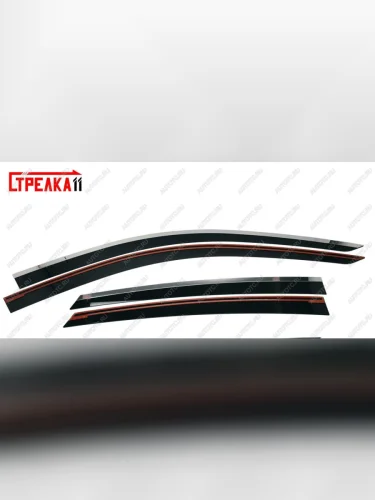 Дефлекторы окон 2D с хром накладками Стрелка11 (черные) Honda Accord 10 CV (2019-2022)