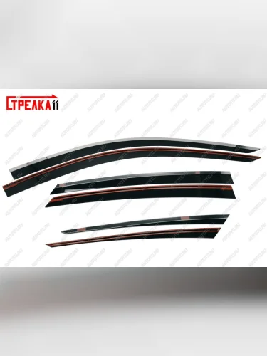 Дефлекторы окон 2D с хром накладками Стрелка11 (черные) Honda CR-V RM1,RM3,RM4 дорестайлинг (2012-2015)