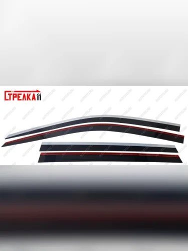 Дефлекторы окон 2D с хром накладками Стрелка11 (черные) Honda Pilot YF6 дорестайлинг (2016-2019)