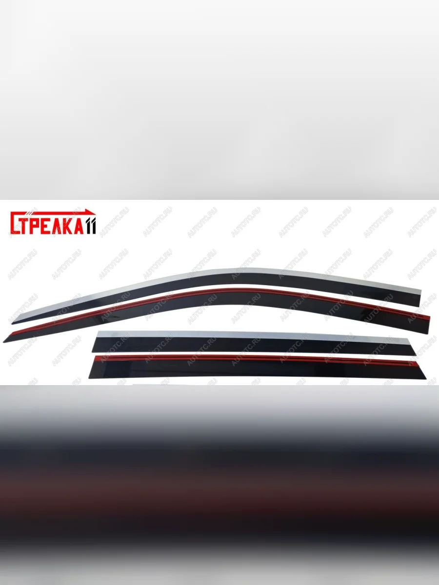 Дефлекторы окон 2D с хром накладками Стрелка11 Honda Pilot YF6 дорестайлинг (2016-2019) (черные)  в Воронеже Воронежской области