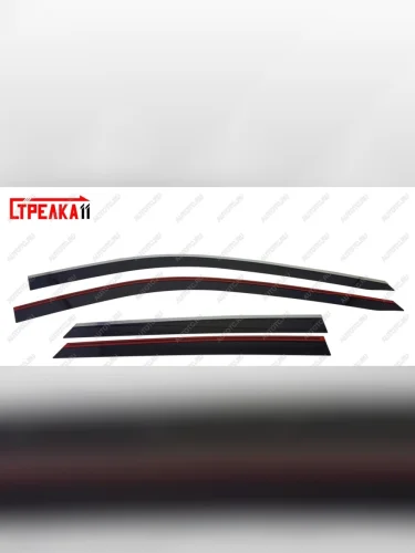 Дефлекторы окон 2D с хром накладками Стрелка11 (черные) Hyundai Santa Fe TM дорестайлинг (2018-2021)