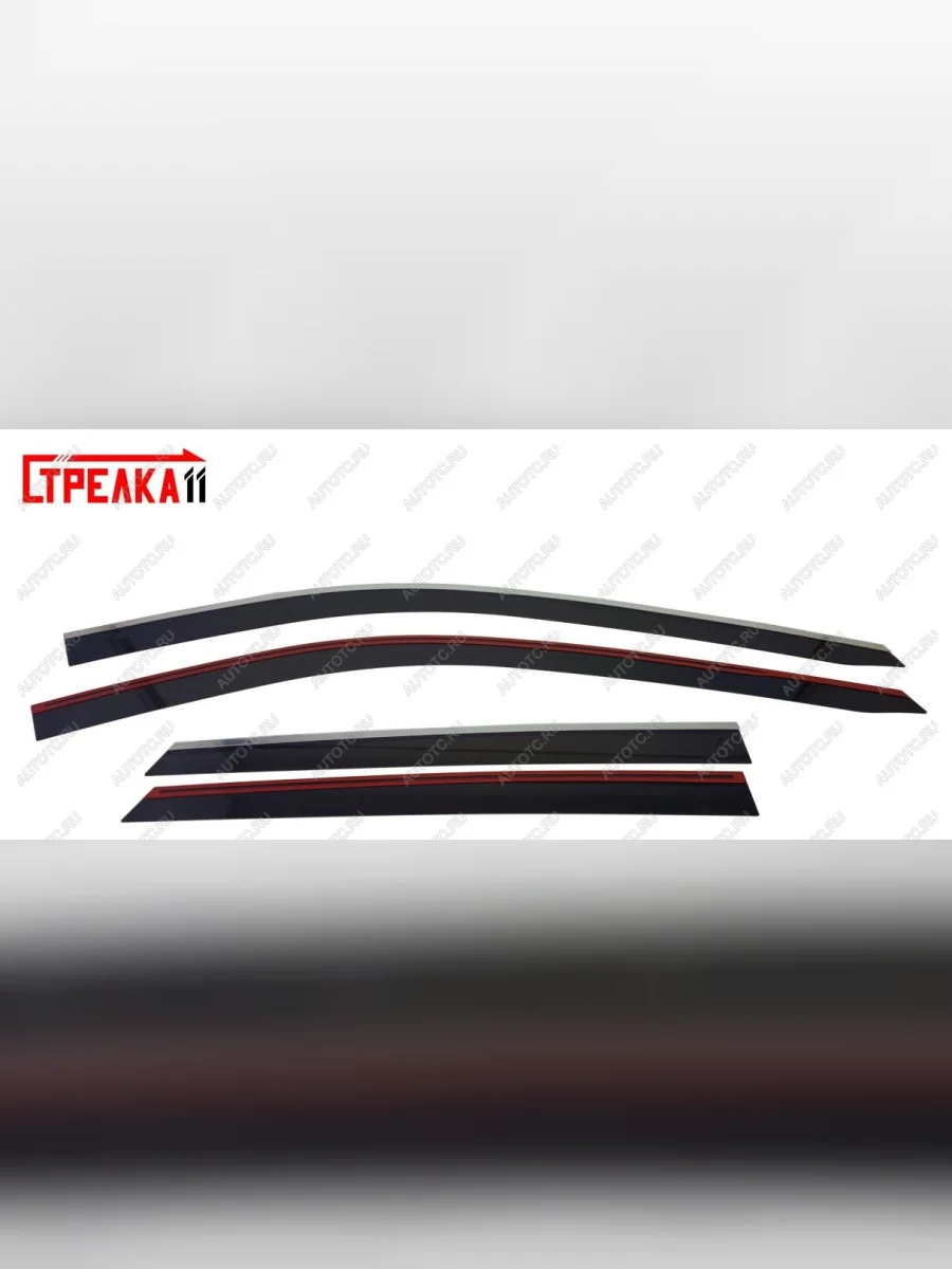 Дефлекторы окон 2D с хром накладками Стрелка11 Hyundai Santa Fe TM дорестайлинг (2018-2021) (черные)  в Керчи Республика Крым