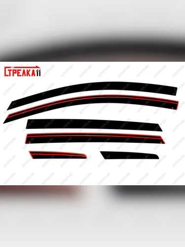 Дефлекторы окон 2D Стрелка11 (черные) Hyundai Solaris RBr седан дорестайлинг (2010-2014)