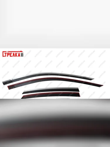 Дефлекторы окон 2D с хром накладками Стрелка11 (черные) INFINITI Q70 Y51 рестайлинг (2015-2018)