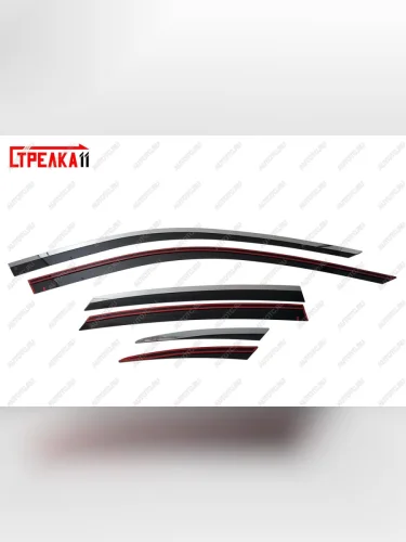 Дефлекторы окон 2D с хром накладками Стрелка11 (черные) INFINITI Q70 Y51 рестайлинг (2015-2018)