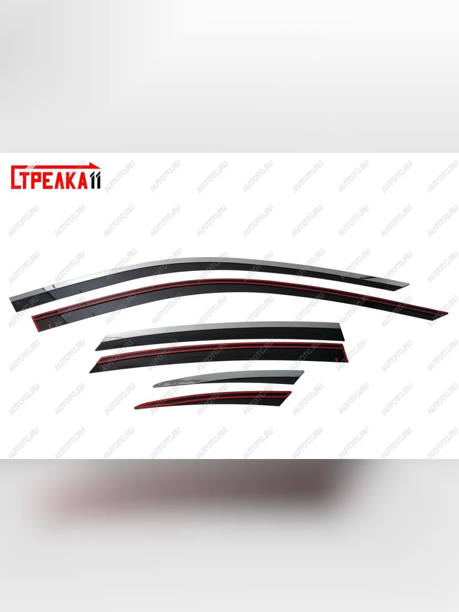 Дефлекторы окон 2D с хром накладками Стрелка11 INFINITI Q70 Y51 рестайлинг (2015-2018) (черные)  в Самаре Самарской области