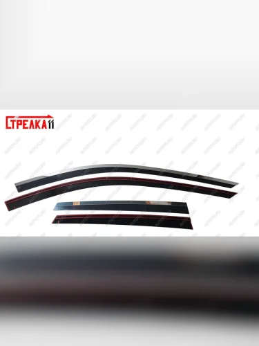 Дефлекторы окон 2D с хром накладками Стрелка11 (черные) INFINITI Qx50 J55 (2017-2022)