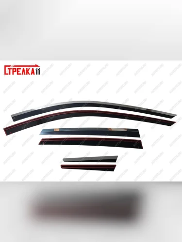 Дефлекторы окон 2D с хром накладками Стрелка11 (черные) INFINITI Qx50 J55 (2017-2022)